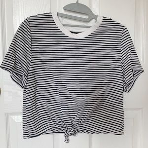 Cropped Front Tie T-Shirt